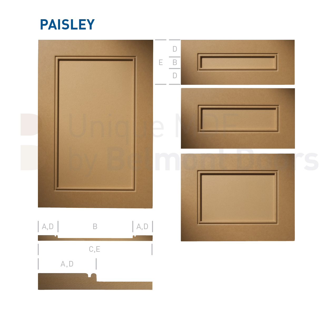 PAISLEY Collection (Shaker Kitchen Cabinet Door Style MDF Set 4)