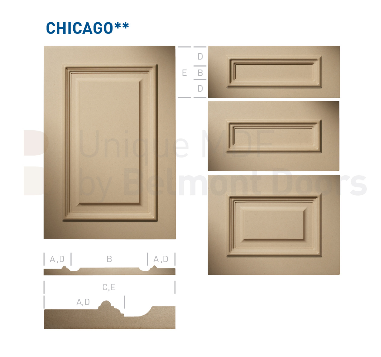 CHICAGO** Collection (Classic Kitchen Cabinet Door Style MDF Set 16)