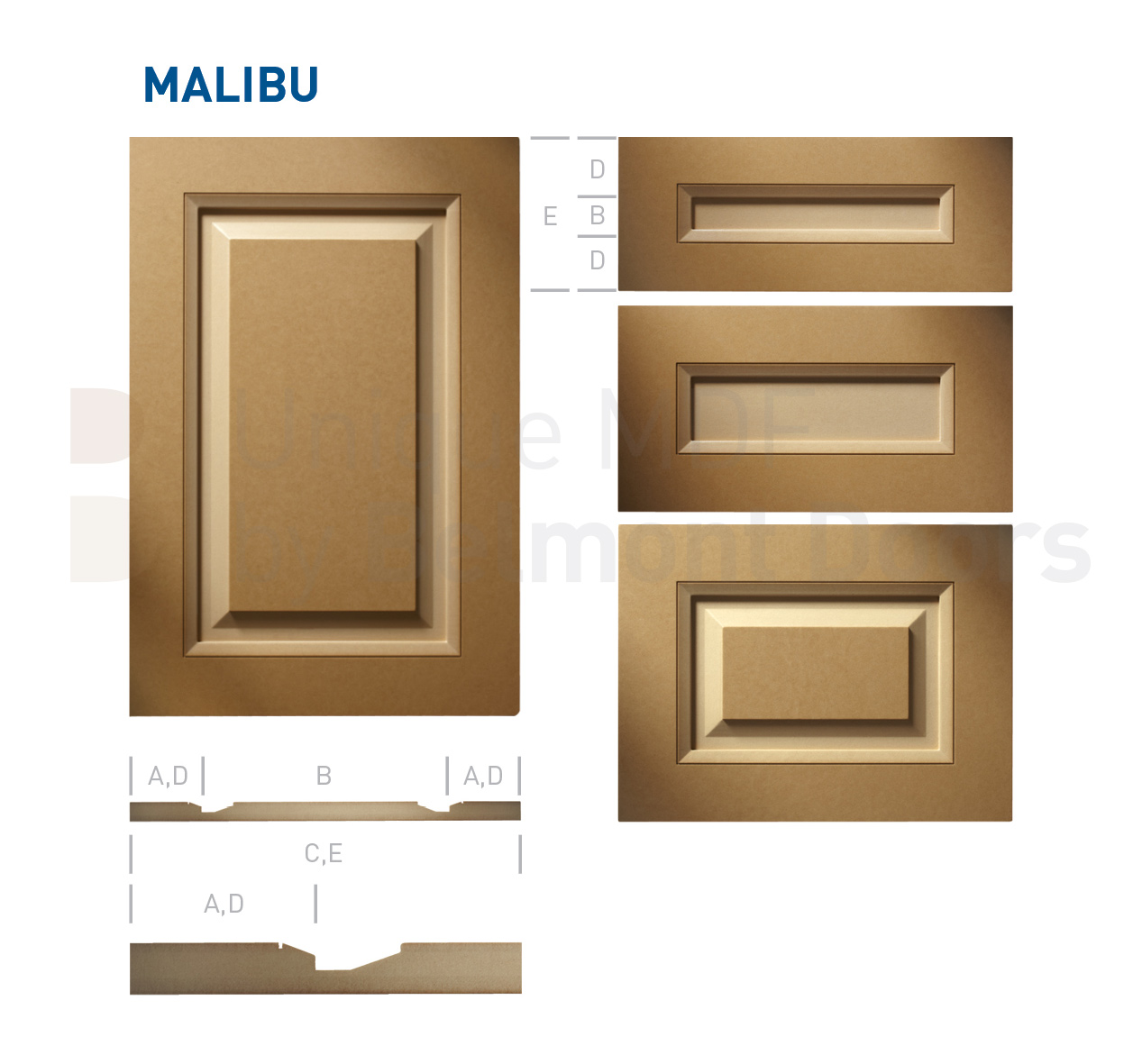 MALIBU Collection (Transitional Kitchen Cabinet Door Style MDF Set 5)