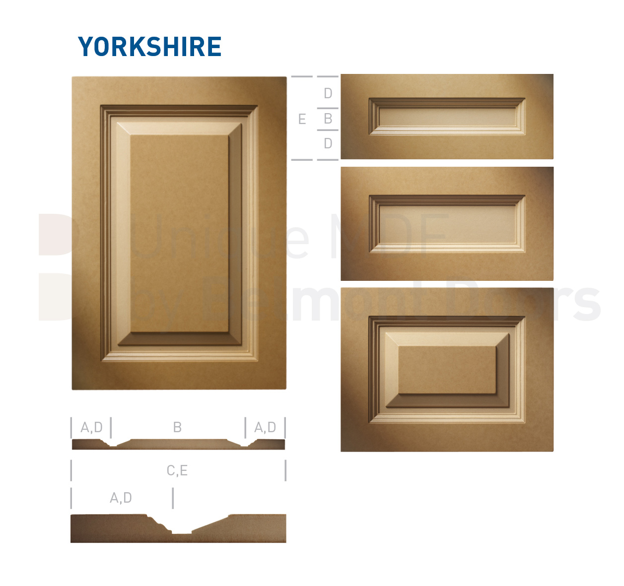 YORKSHIRE Collection (Transitional Kitchen Cabinet Door Style MDF Set 4)