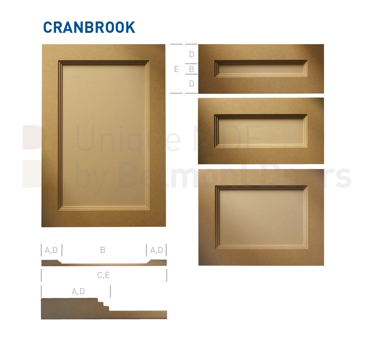 CRANBROOK Collection (Shaker Kitchen Flat Panel Cabinet Door Style MDF Set 6)